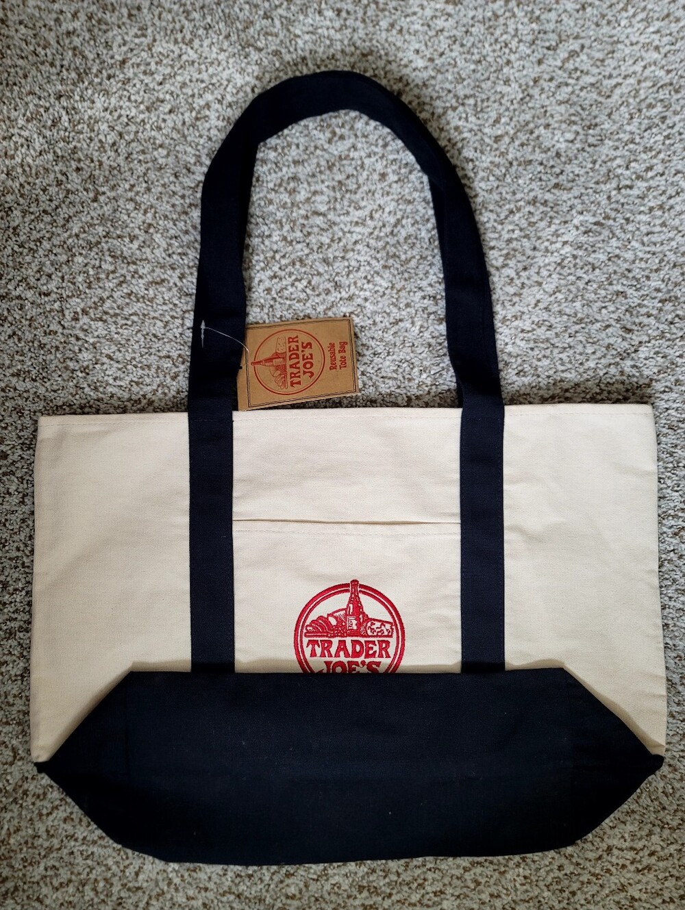 Trader's Joe Bag Canvas Heavy Cotton Basic Style Shopping - Navy Large Bag